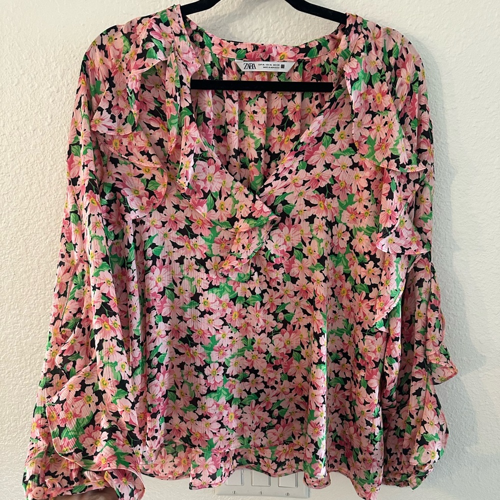 Zara floral blouse